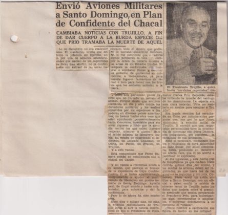 Denuncia del periódico El Crisol sobre la traición del mayor general Genovevo Pérez Dámera, sobornado por Trujillo, en acciones conspirativas contra el presidente Prío, 25 de agosto de 1949. Como resultado de las investigaciones correspondientes, fue removido del cargo y pasado a retiro.